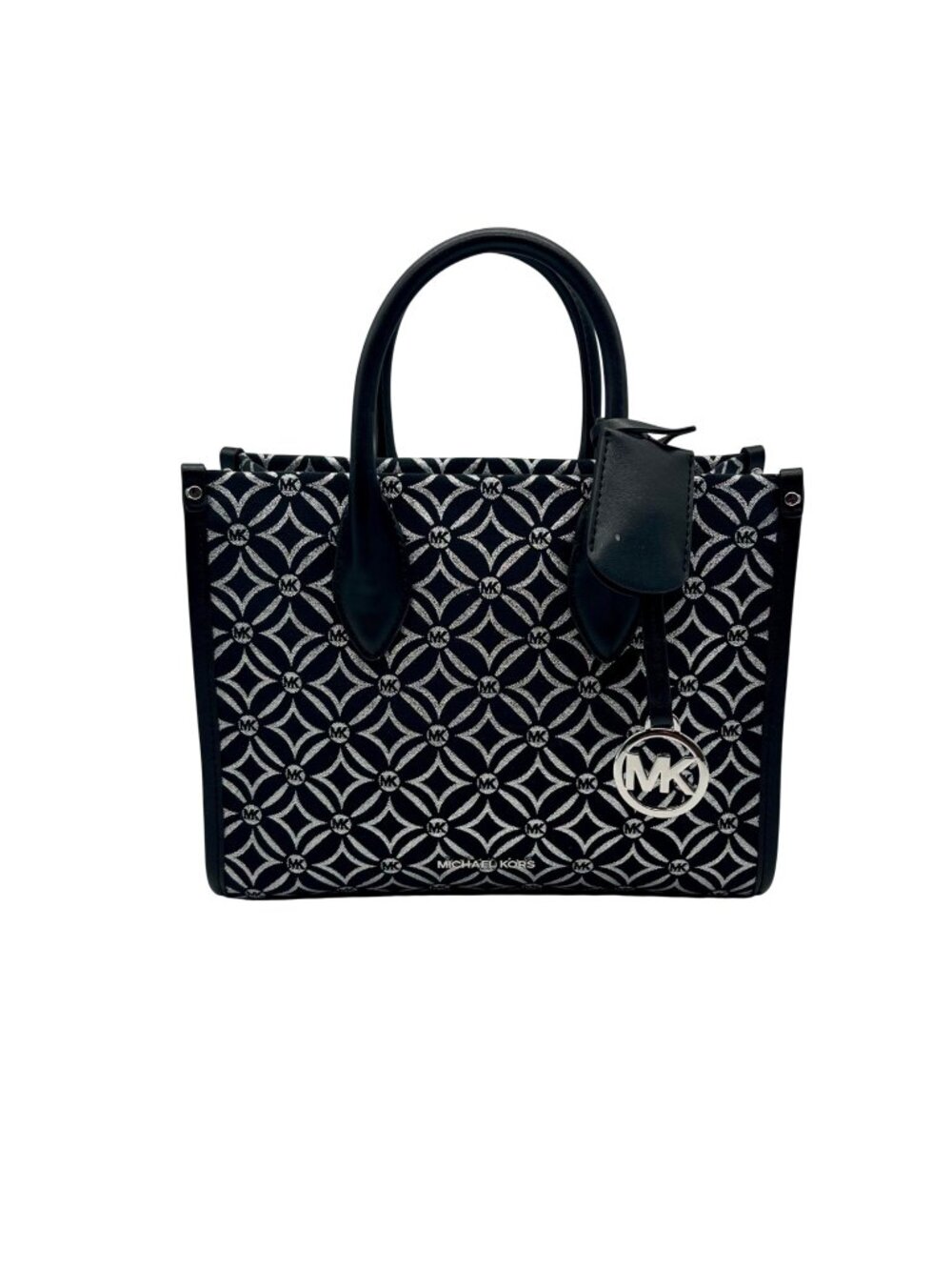 Michael Kors Black Small Mirella Metallic Logo Jacquard Crossbody Bag